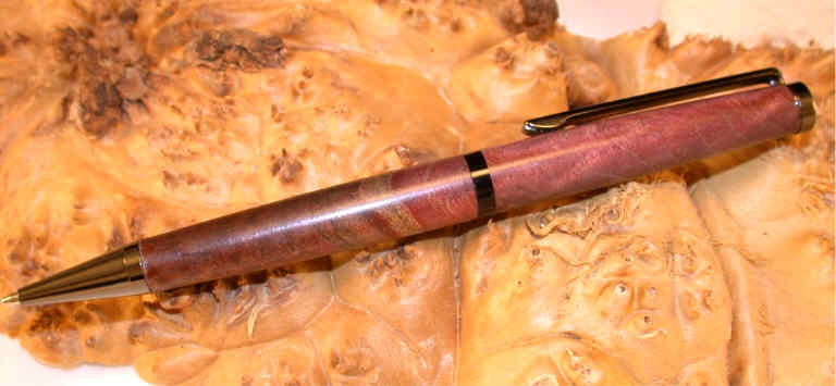 Wine Figured Maple pen sample
